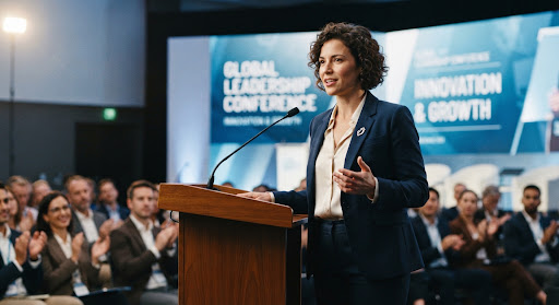 Keynote speaker presenting on the congress stage